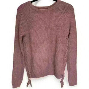 The Hanger Women's Purple Lace-Up Side Pullover Sweater Size Small